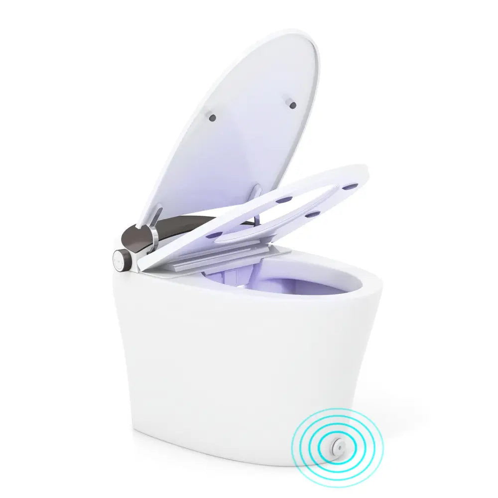 One-Piece Smart 1.16 GPF Elongated Bidet Toilet Seat with Night Light-White - White - Toilet