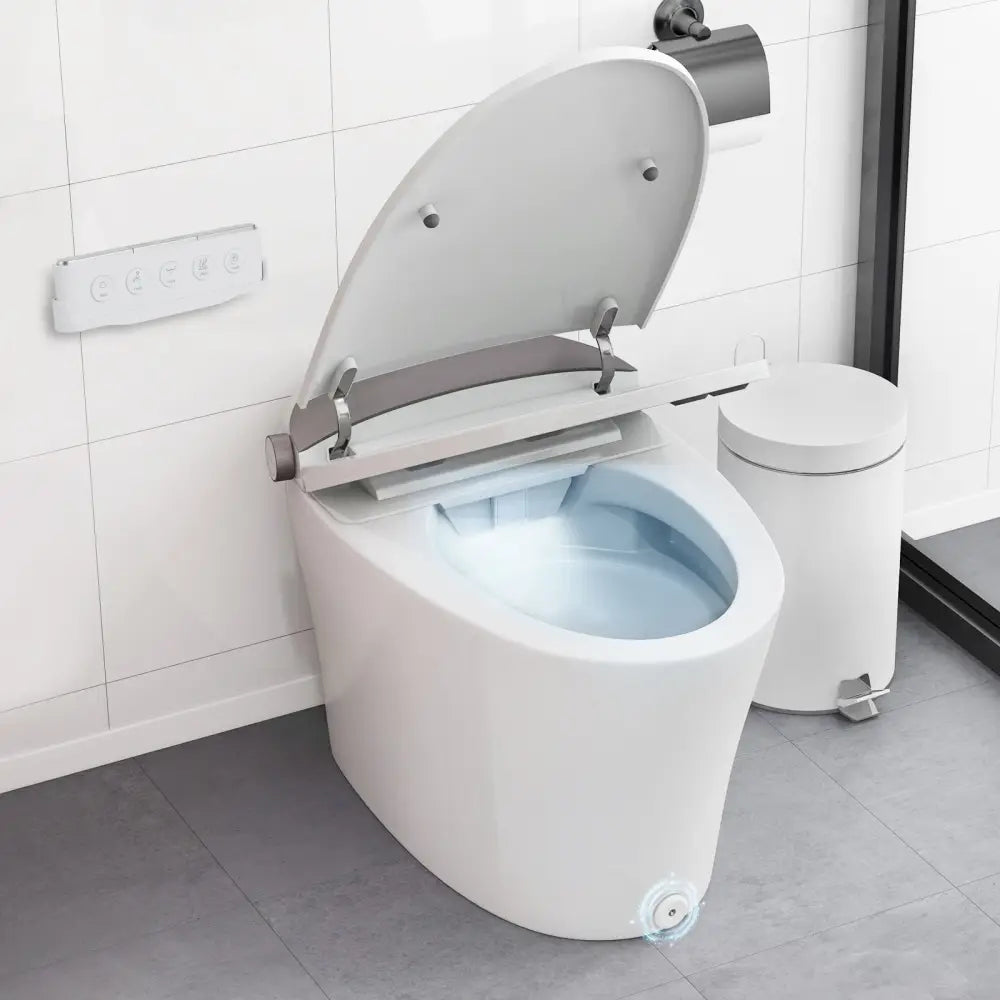 One-Piece Smart 1.16 GPF Elongated Bidet Toilet Seat with Night Light-White - White - Toilet