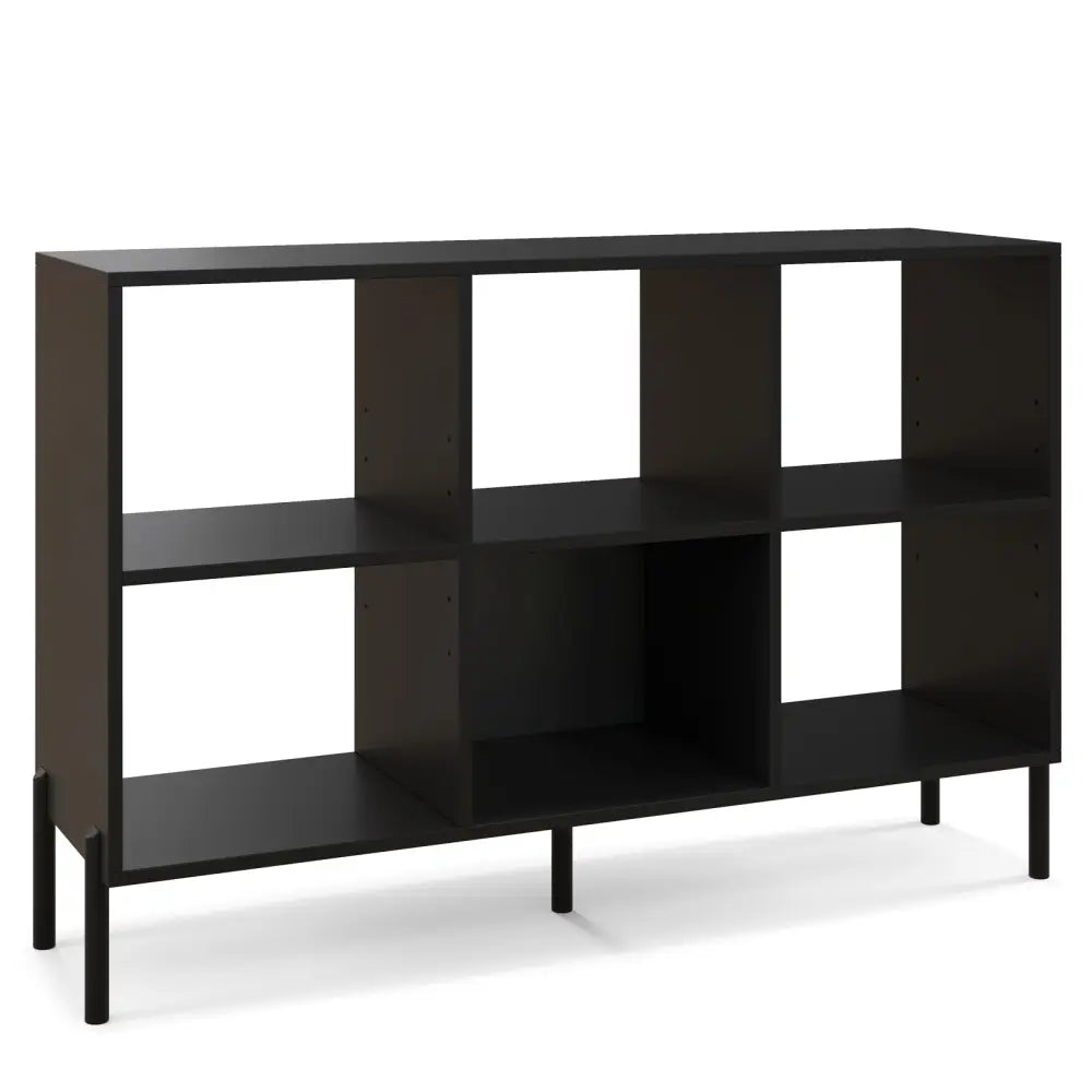 Open-Back Bookshelf with Drawer for Study-Black - Black - Bookcases