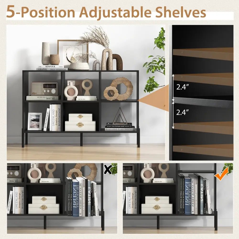 Open-Back Bookshelf with Drawer for Study-Black - Black - Bookcases
