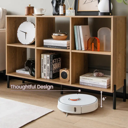 Open-Back Bookshelf with Drawer for Study-Natural - Natural - Bookcases