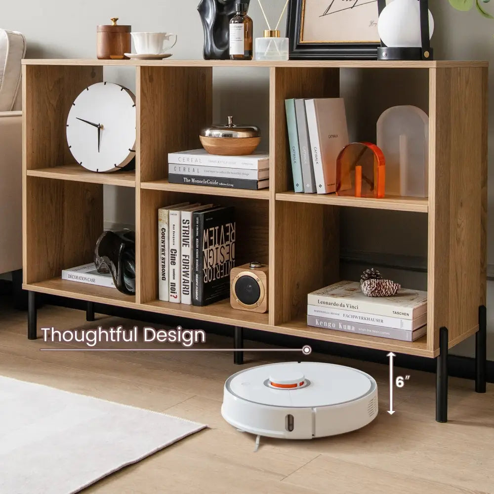Open-Back Bookshelf with Drawer for Study-Natural - Natural - Bookcases