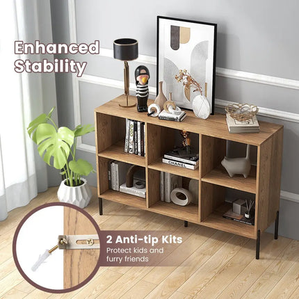 Open-Back Bookshelf with Drawer for Study-Natural - Natural - Bookcases