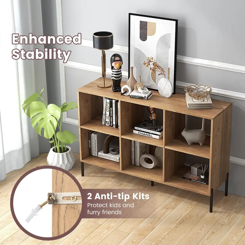 Open-Back Bookshelf with Drawer for Study-Natural - Natural - Bookcases