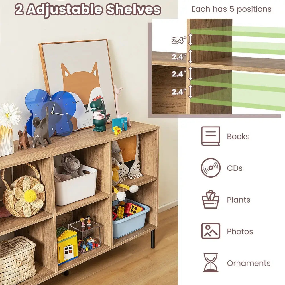 Open-Back Bookshelf with Drawer for Study-Natural - Natural - Bookcases