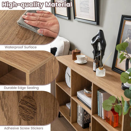 Open-Back Bookshelf with Drawer for Study-Natural - Natural - Bookcases