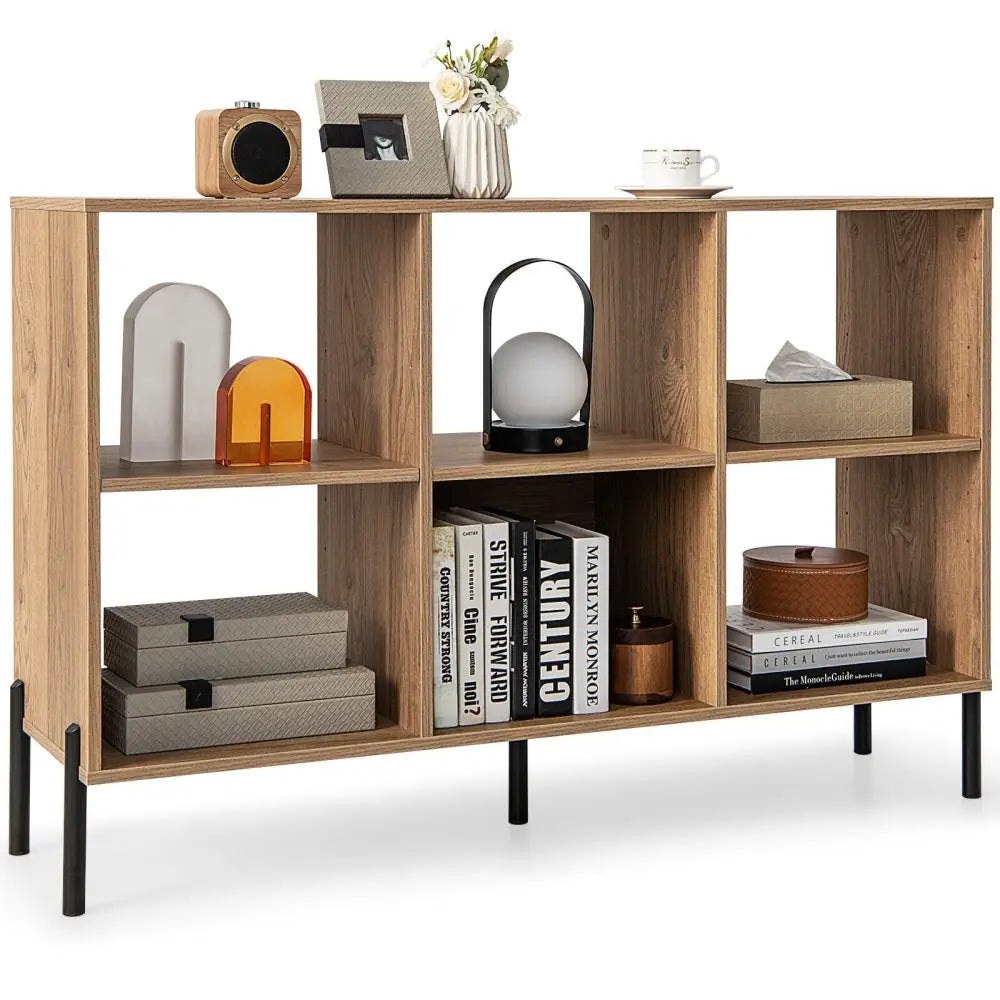 Open-Back Bookshelf with Drawer for Study-Natural - Natural - Bookcases