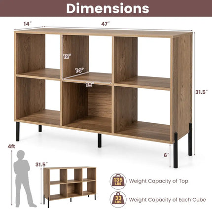 Open-Back Bookshelf with Drawer for Study-Natural - Natural - Bookcases