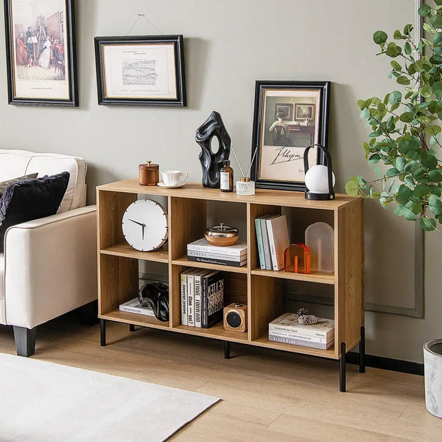 Open-Back Bookshelf with Drawer for Study-Natural - Natural - Bookcases