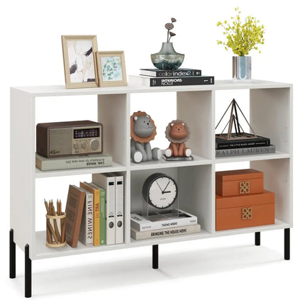 Open-Back Bookshelf with Drawer for Study-White - White - Bookcases