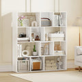 Open Shelf Bookcase 4-Tier Modern Bookshelf with 12 Storage Compartments-White - White - Bookcases
