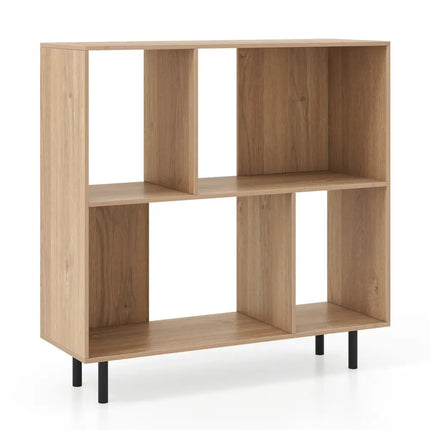 Open Shelf Bookcase with 4 Compartments-Natural - Natural - Bookcases
