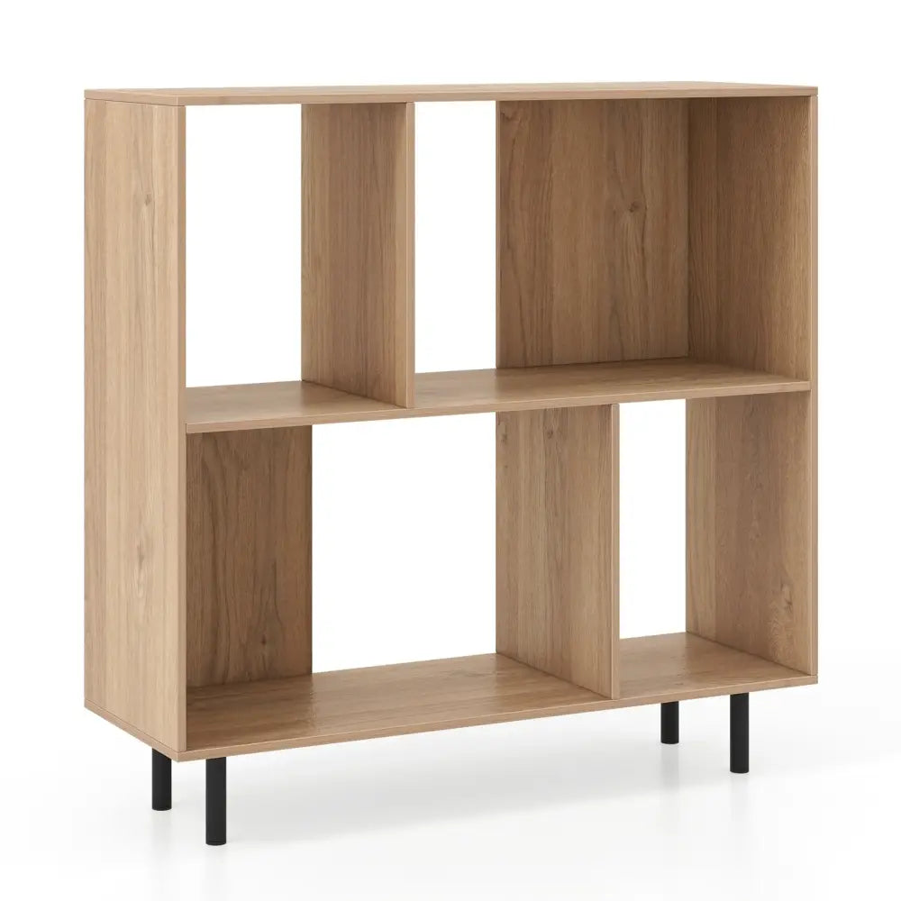 Open Shelf Bookcase with 4 Compartments-Natural - Natural - Bookcases