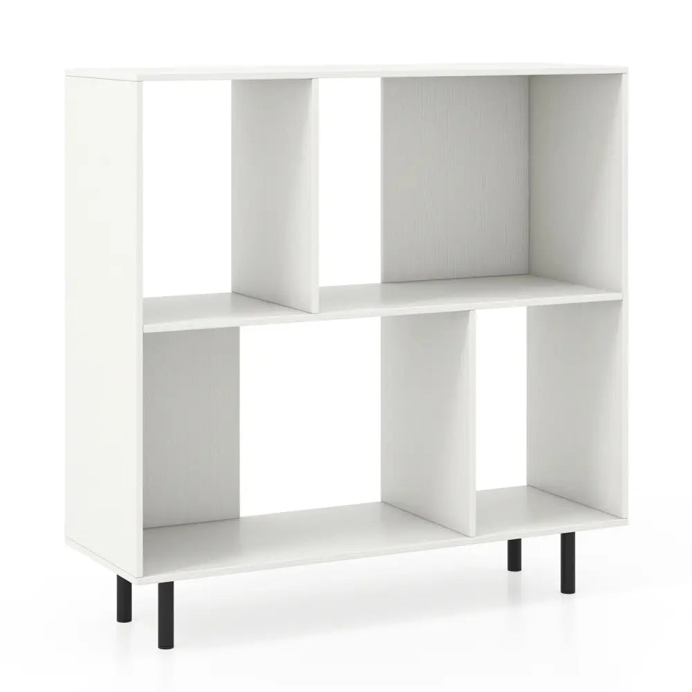 Open Shelf Bookcase with 4 Compartments-White - White - Bookcases