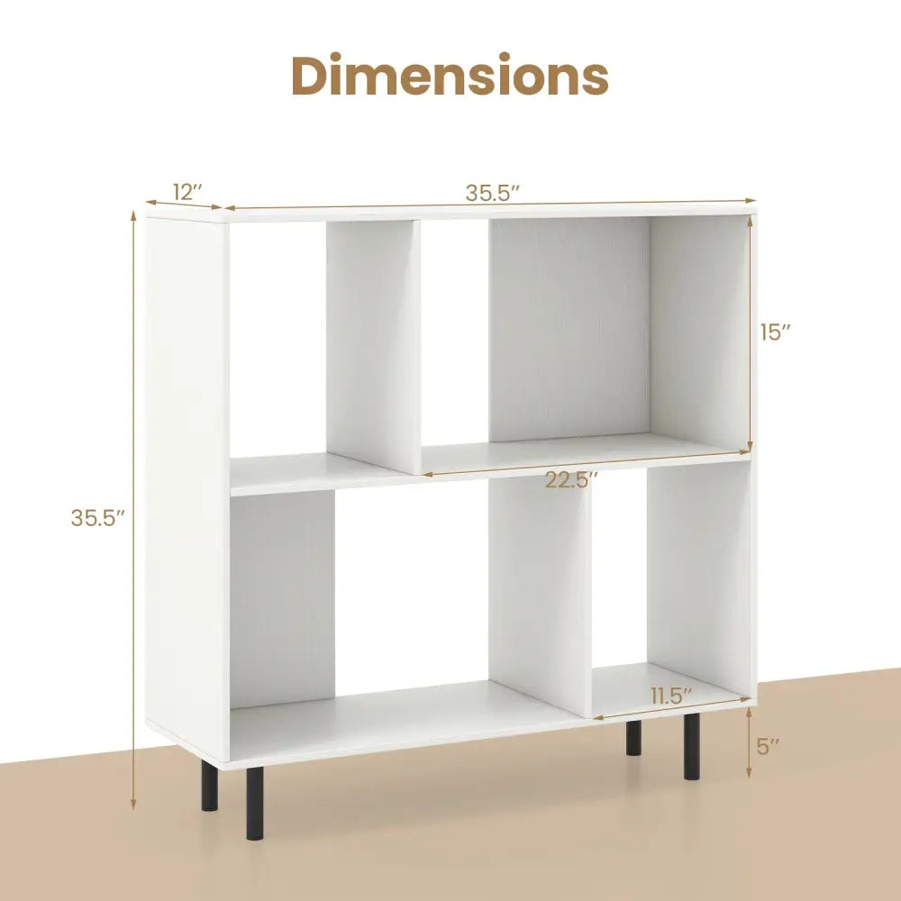 Open Shelf Bookcase with 4 Compartments-White - White - Bookcases