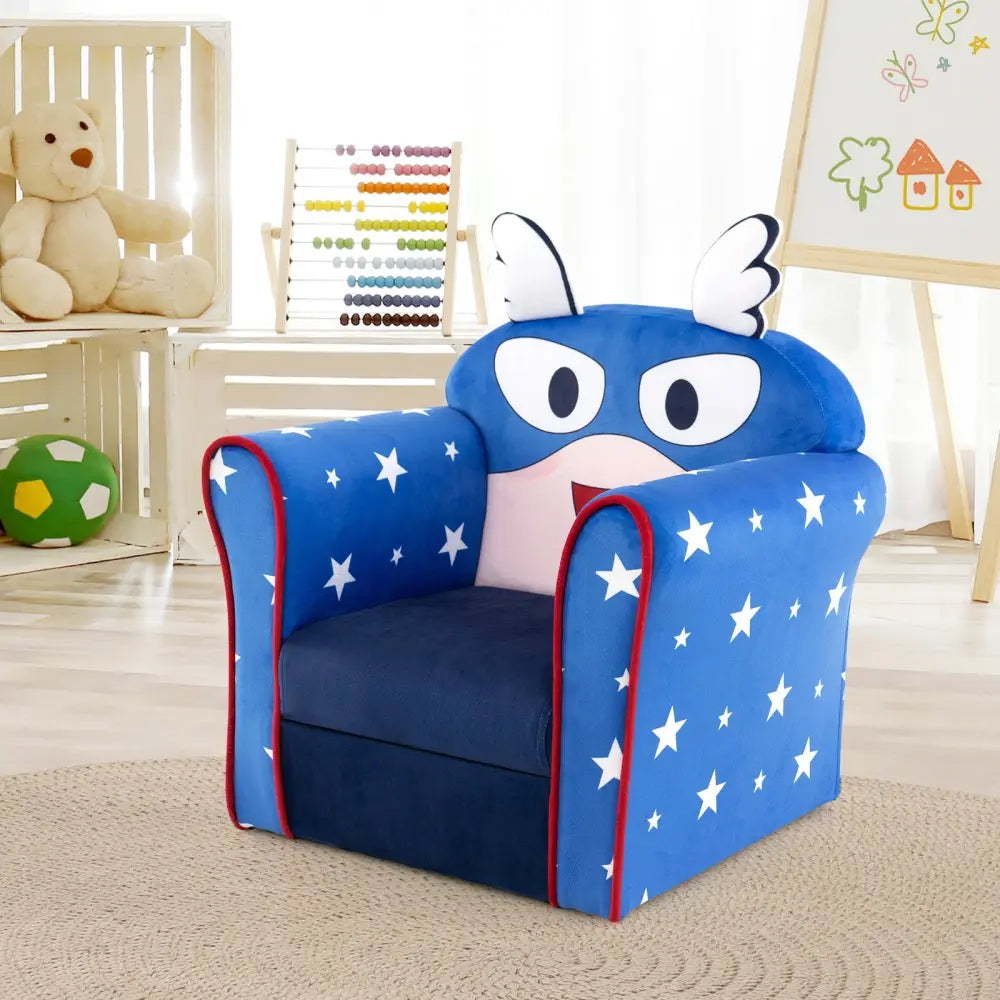 Original Kids Sofa with Armrest and Thick Cushion-Blue - Blue - Kids Chairs & Seating