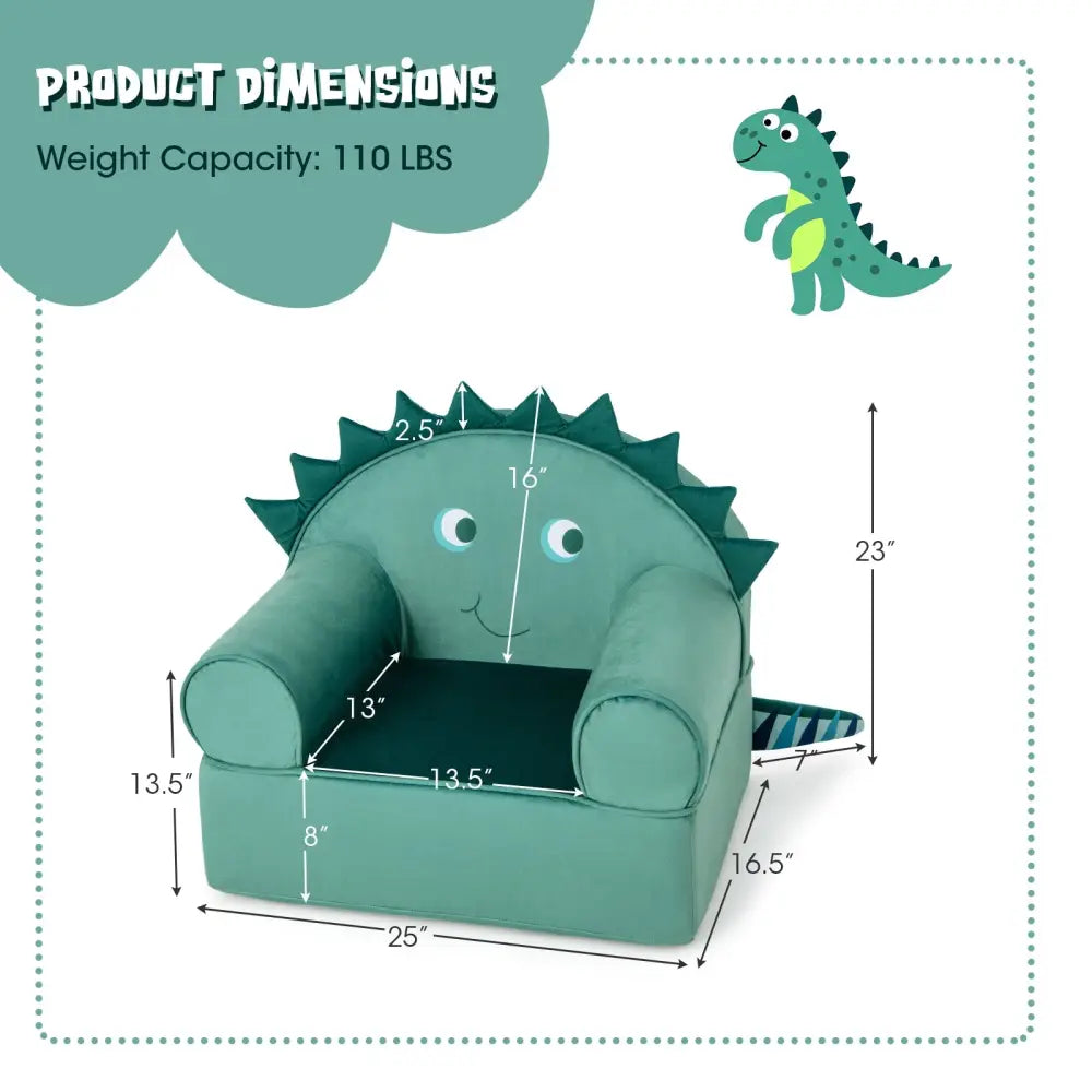 Original Kids Sofa with Armrest and Thick Cushion-Green - Green - Kids Chairs & Seating