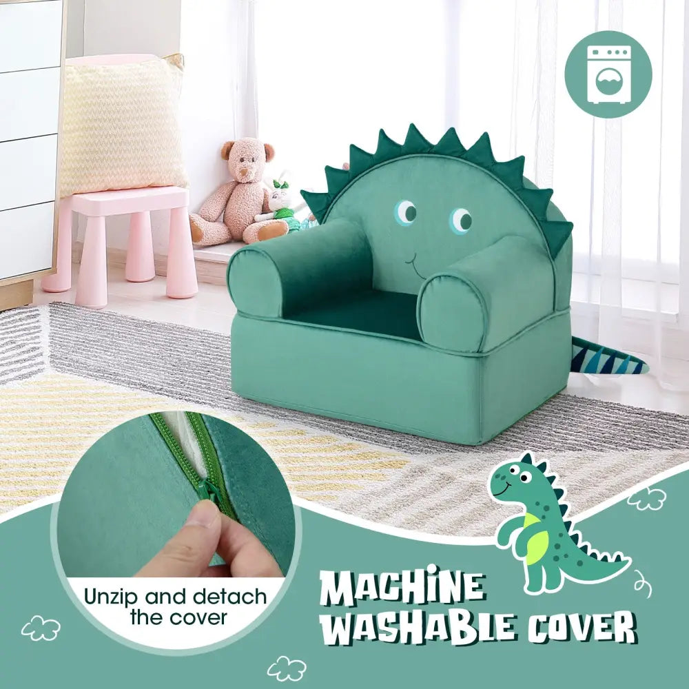 Original Kids Sofa with Armrest and Thick Cushion-Green - Green - Kids Chairs & Seating
