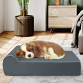 Orthopedic Dog Bed with Headrest and Removable Washable Cover-Grey - Gray - Dog Supplies