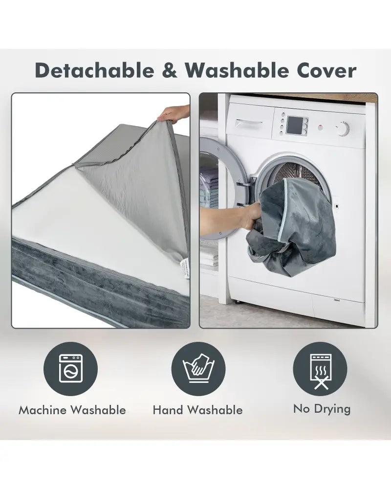 Orthopedic Dog Bed with Headrest and Removable Washable Cover-Grey - Gray - Dog Supplies