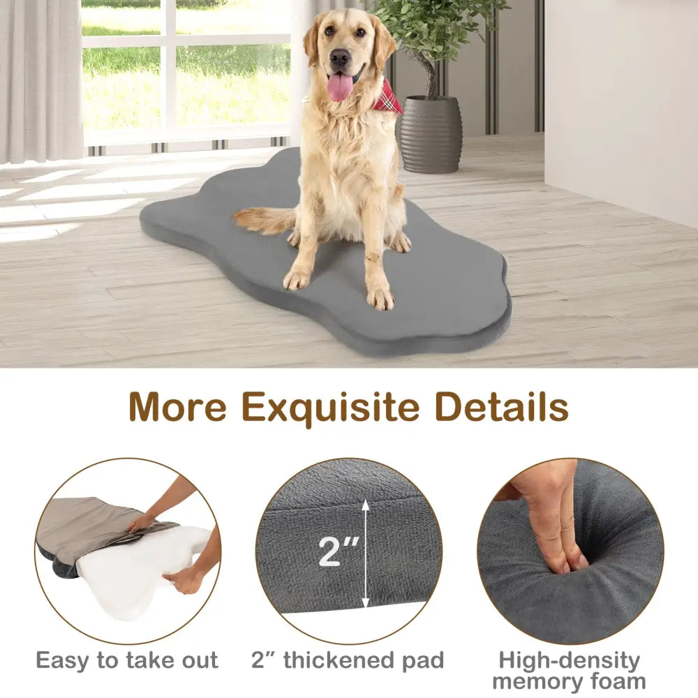 Orthopedic Dog Bed with Memory Foam Support for Large Dogs-Gray - Gray - Dog Supplies