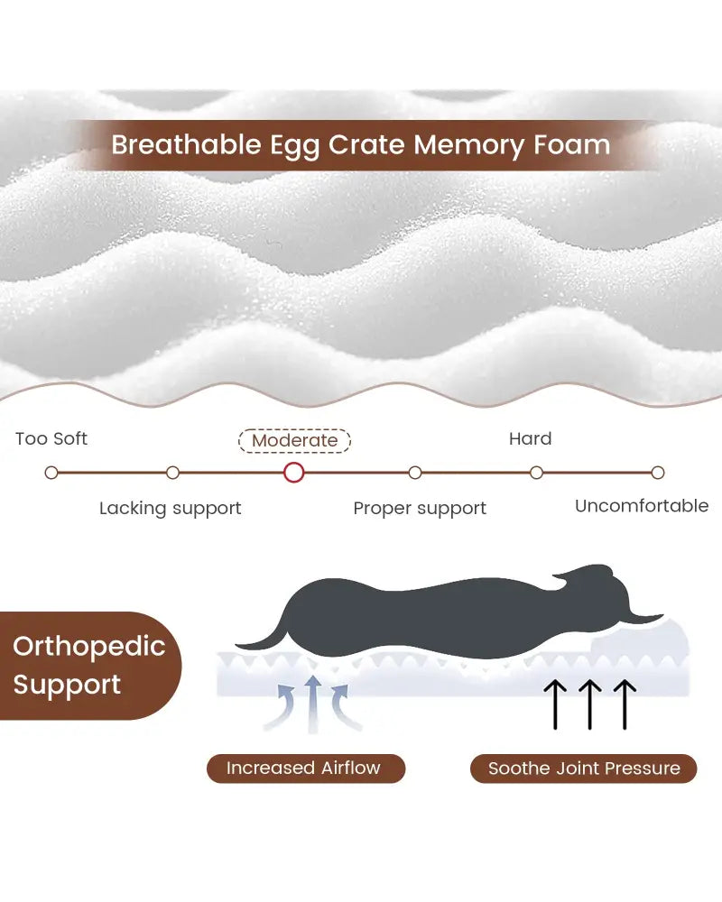 Orthopedic Dog Bed with Memory Foam Support for Large Dogs-Gray - Gray - Dog Supplies