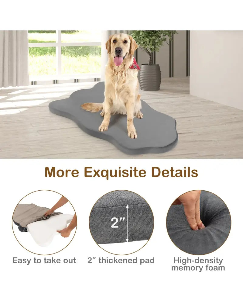 Orthopedic Dog Bed with Memory Foam Support for Large Dogs-Gray - Gray - Dog Supplies
