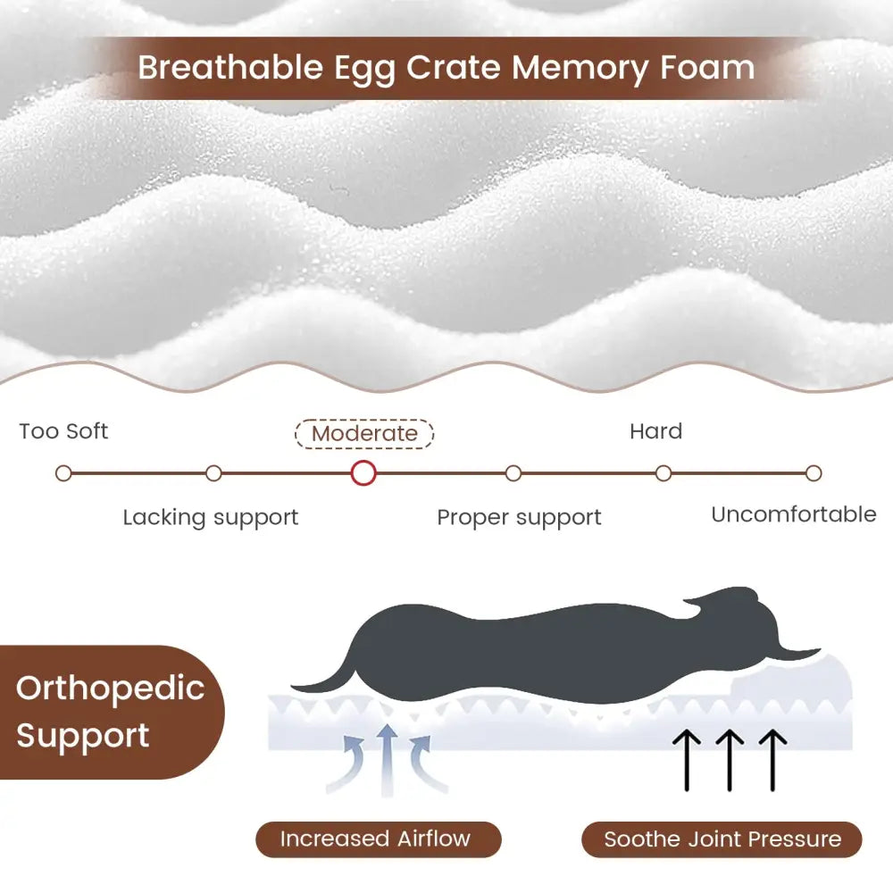 Orthopedic Dog Bed with Memory Foam Support for Large Dogs-Gray - Gray - Dog Supplies