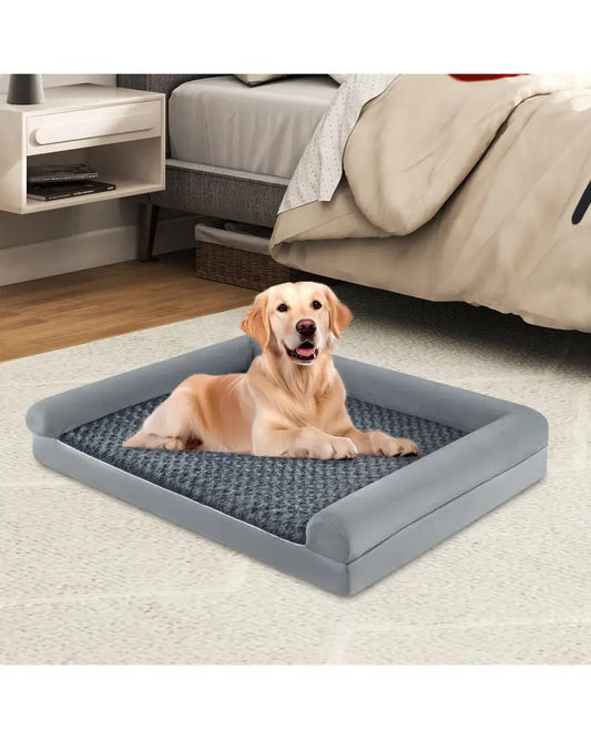 Orthopedic Foam Dog Bed Large Dog Sofa Couch with Removable Cover-L - Gray - Dog Kennels