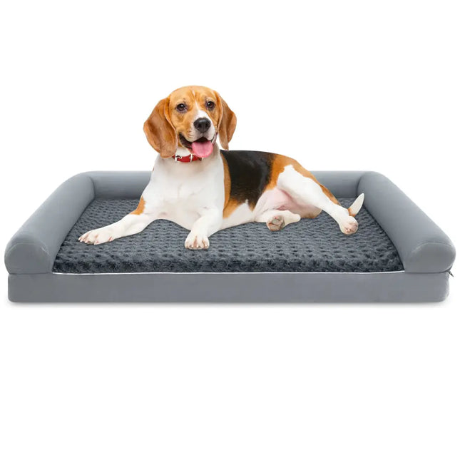 Orthopedic Foam Dog Bed Large Dog Sofa Couch with Removable Cover-L - Gray - Dog Kennels