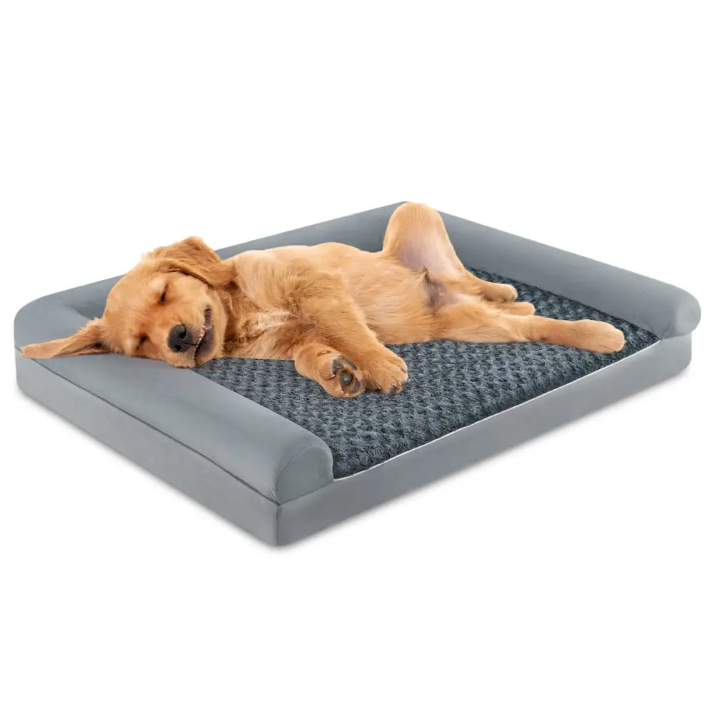 Orthopedic Foam Dog Bed Large Dog Sofa Couch with Removable Cover-L - Gray - Dog Kennels