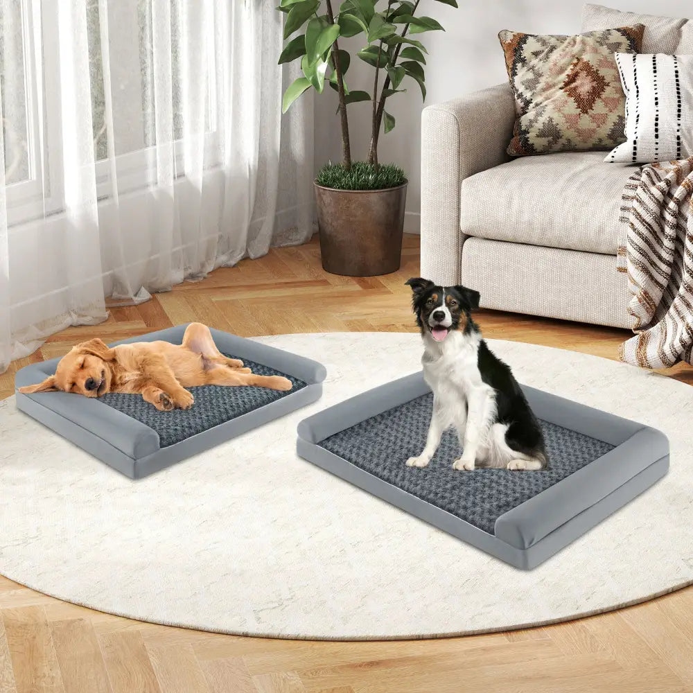 Orthopedic Foam Dog Bed Large Dog Sofa Couch with Removable Cover-L - Gray - Dog Kennels