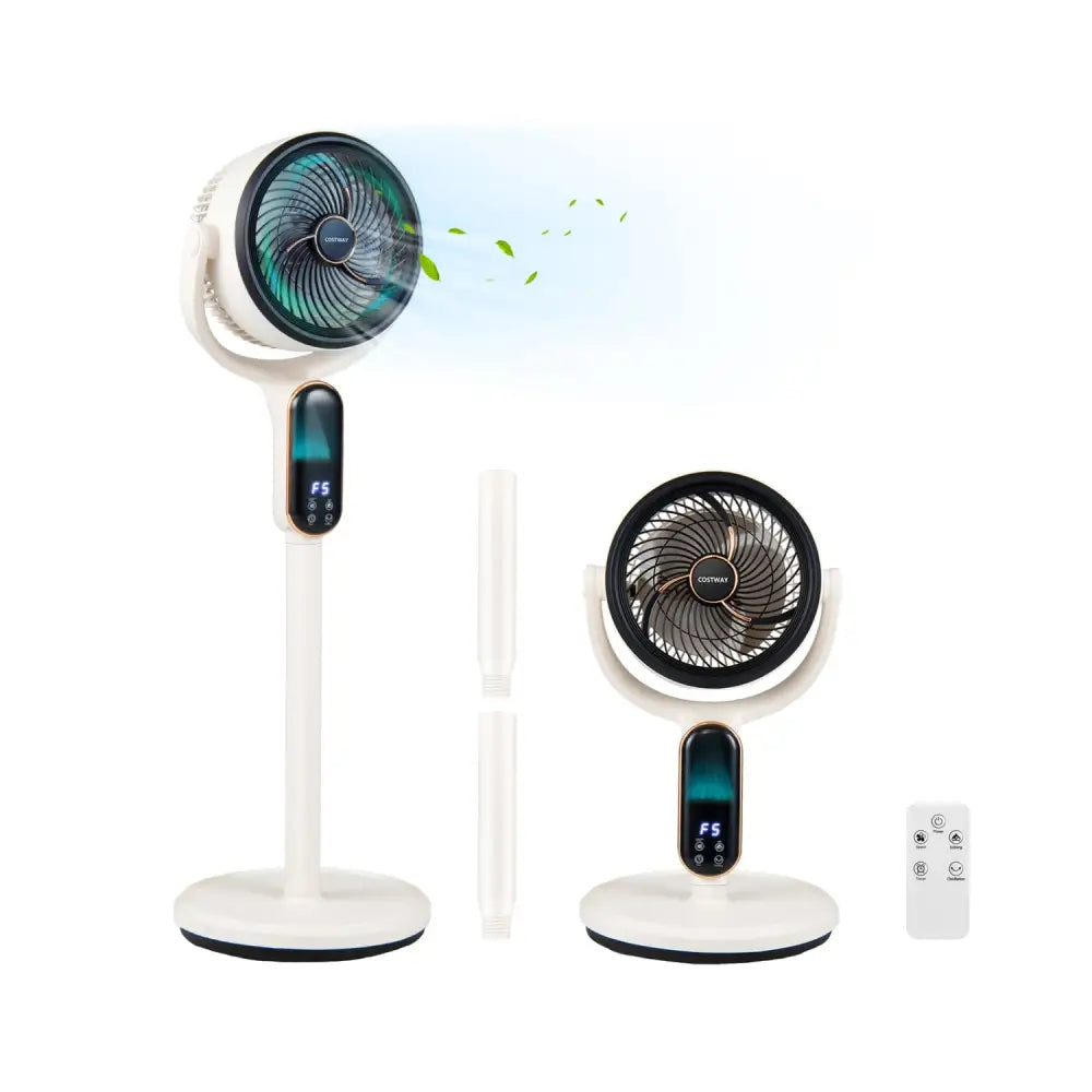 Oscillating Pedestal Fan with 8 Speeds Remote and 12H Timer-White - White - Fans