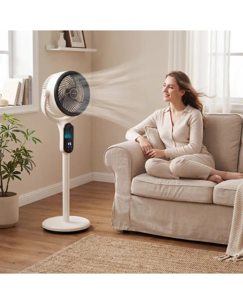 Oscillating Pedestal Fan with 8 Speeds Remote and 12H Timer-White - White - Fans