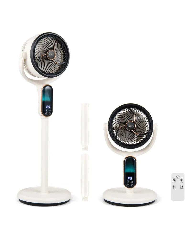 Oscillating Pedestal Fan with 8 Speeds Remote and 12H Timer-White - White - Fans