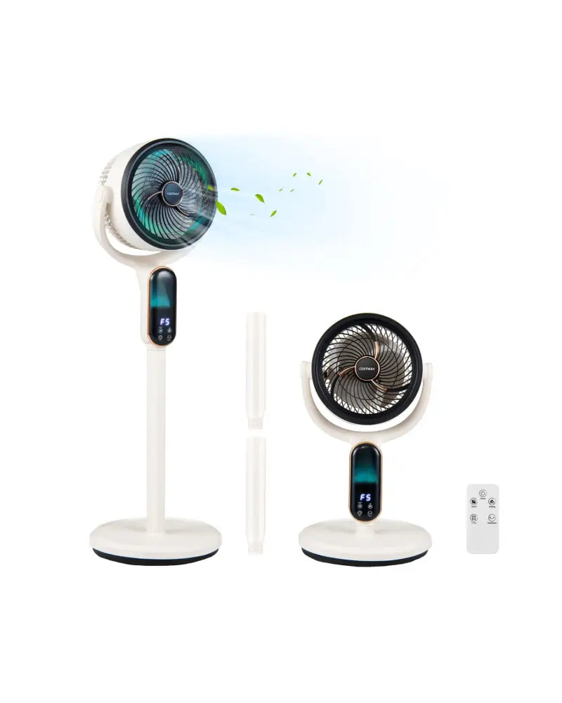 Oscillating Pedestal Fan with 8 Speeds Remote and 12H Timer-White - White - Fans