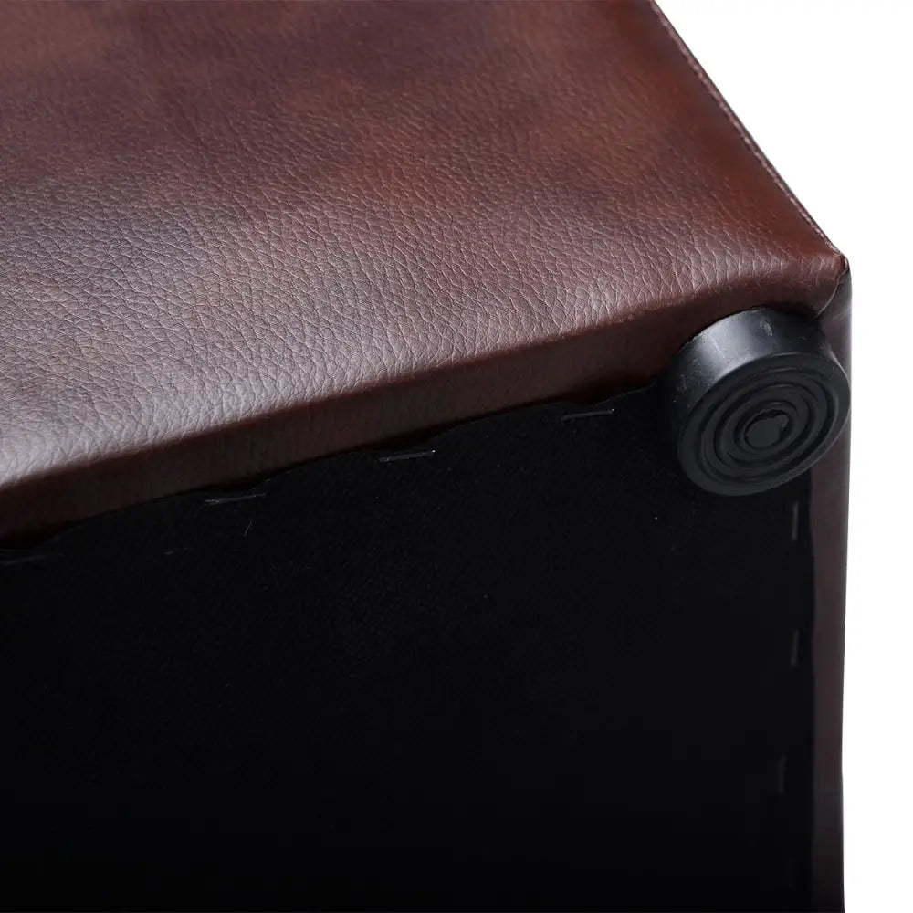 Ottoman Pouffe Storage Box Lounge Seat Footstools - Brown - Ottomans