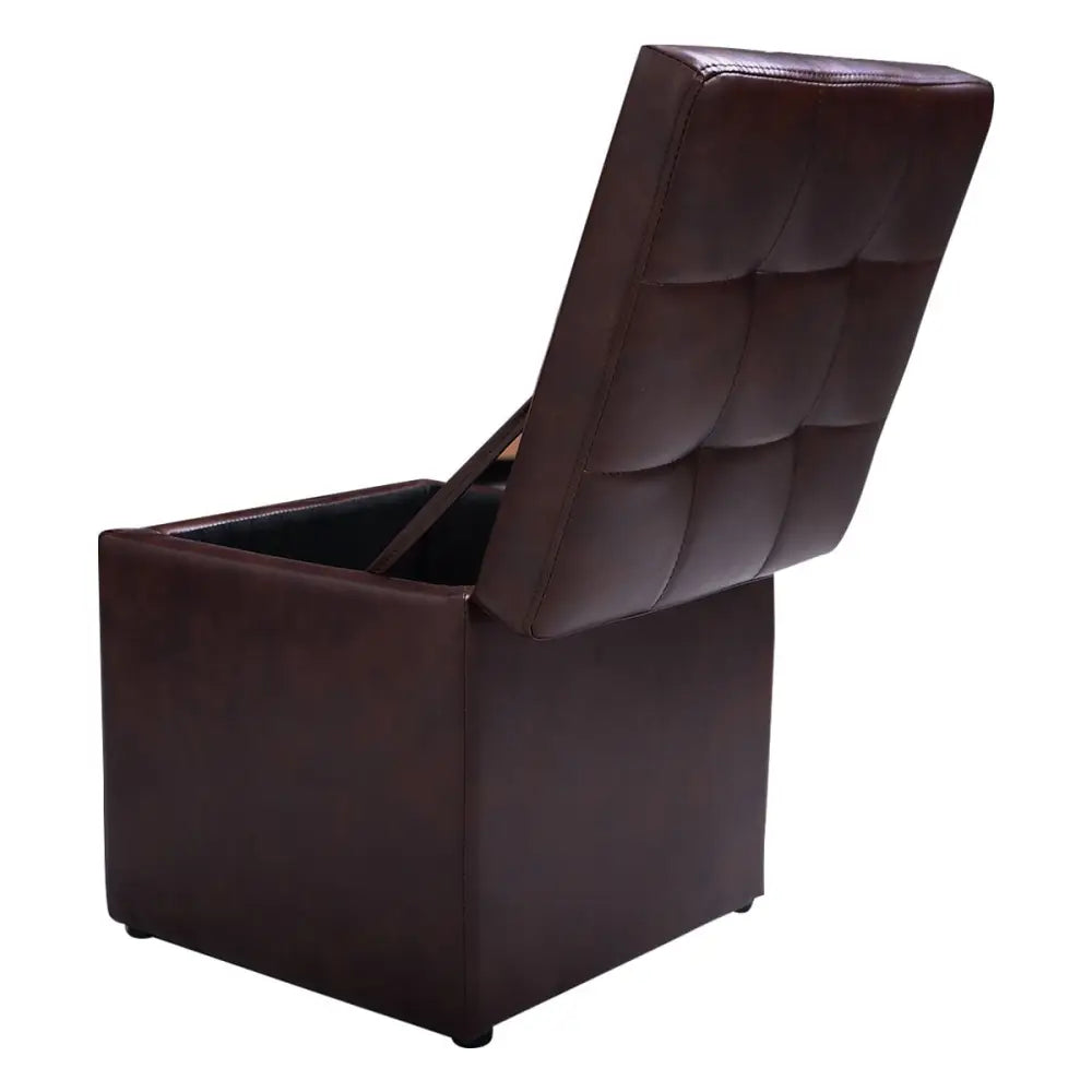 Ottoman Pouffe Storage Box Lounge Seat Footstools - Brown - Ottomans