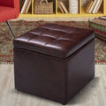 Ottoman Pouffe Storage Box Lounge Seat Footstools - Brown - Ottomans