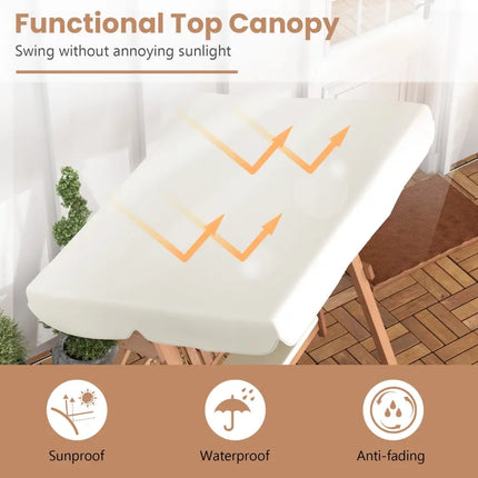 Outdoor 2-Seat Swing Bench w/ith A Frame and Sturdy Metal Hanging Chainsx - Natural - Porch Swings