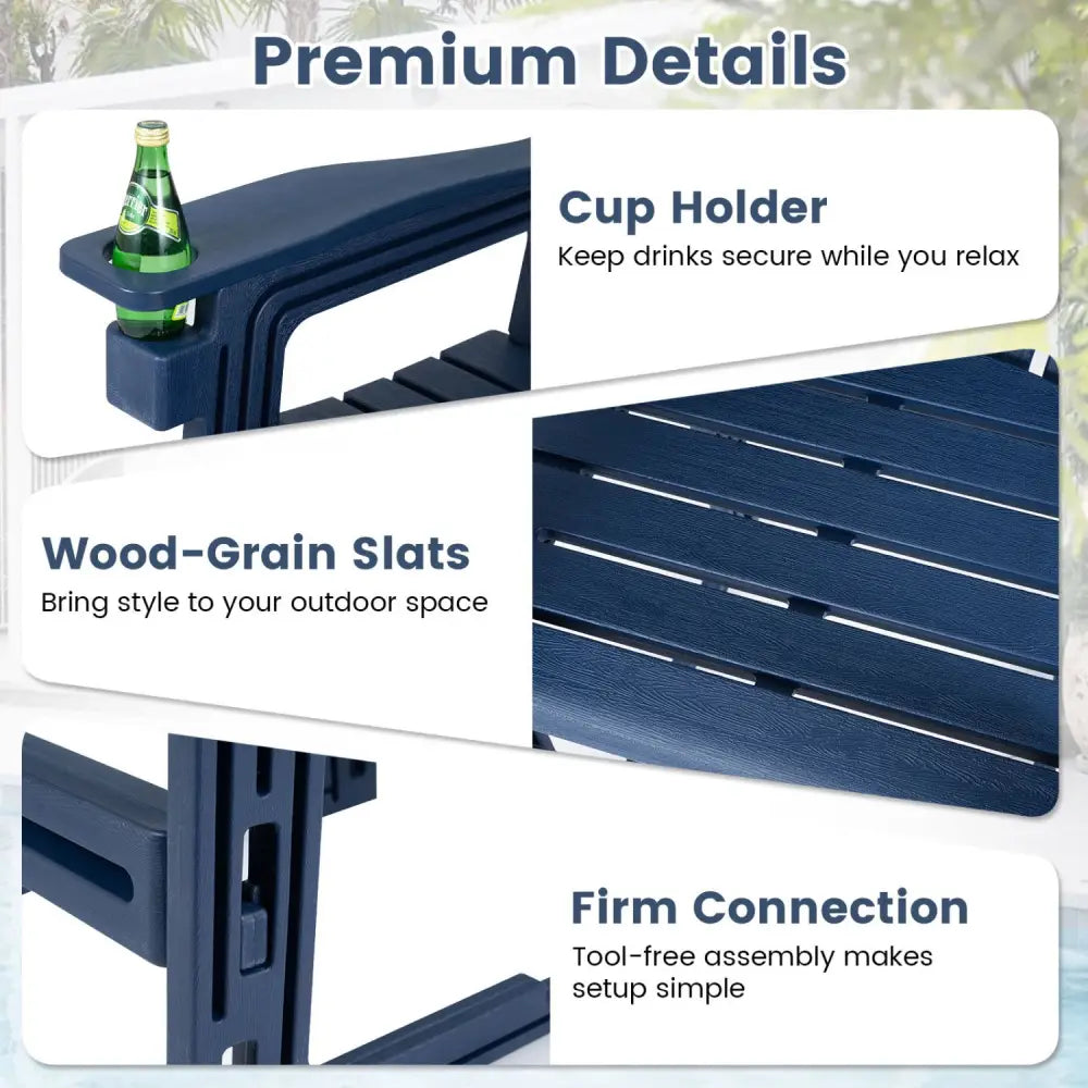 Outdoor 29 Inch Height Bar Stool with Backrest and Armrests-Blue - Blue - Patio Bar Furniture