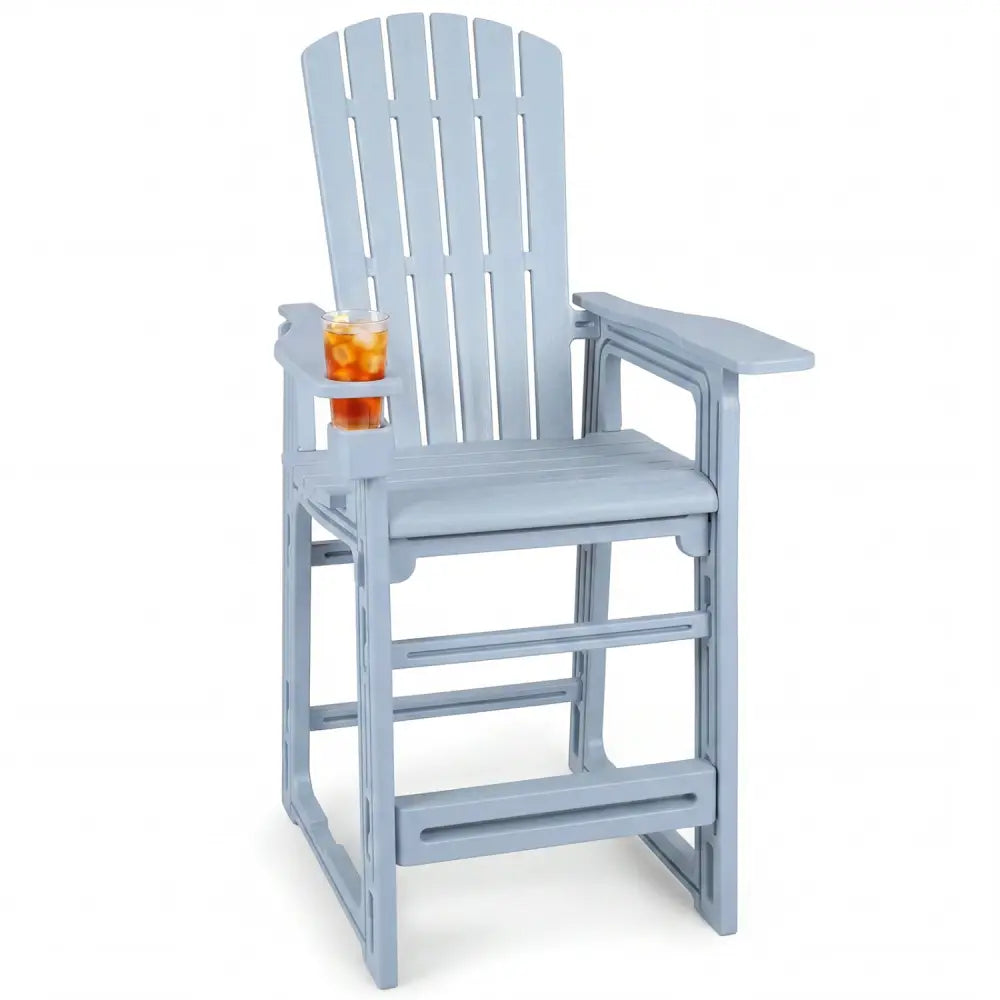 Outdoor 29 Inch Height Bar Stool with Backrest and Armrests-Gray - Gray - Patio Bar Furniture