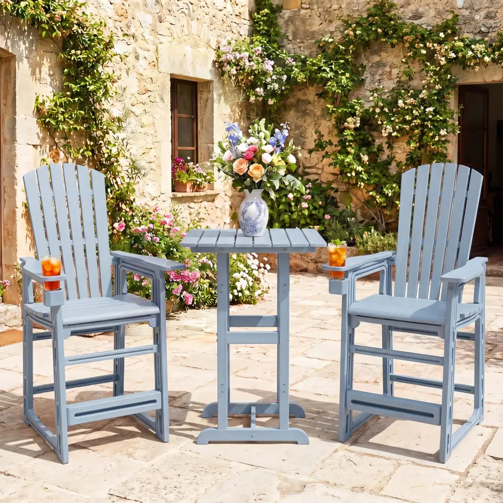 Outdoor 29 Inch Height Bar Stool with Backrest and Armrests-Gray - Gray - Patio Bar Furniture