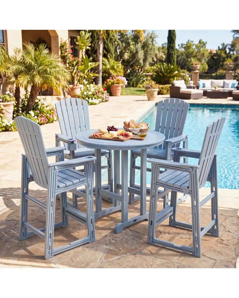 Outdoor 29 Inch Height Bar Stool with Backrest and Armrests-Gray - Gray - Patio Bar Furniture