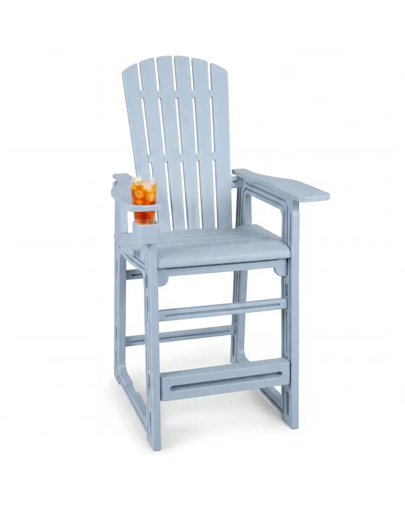 Outdoor 29 Inch Height Bar Stool with Backrest and Armrests-Gray - Gray - Patio Bar Furniture