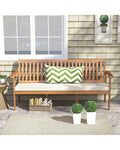 Outdoor 3-Seat Wood Bench with Seat Cushion and Slatted Seat-White - White - Outdoor Benches