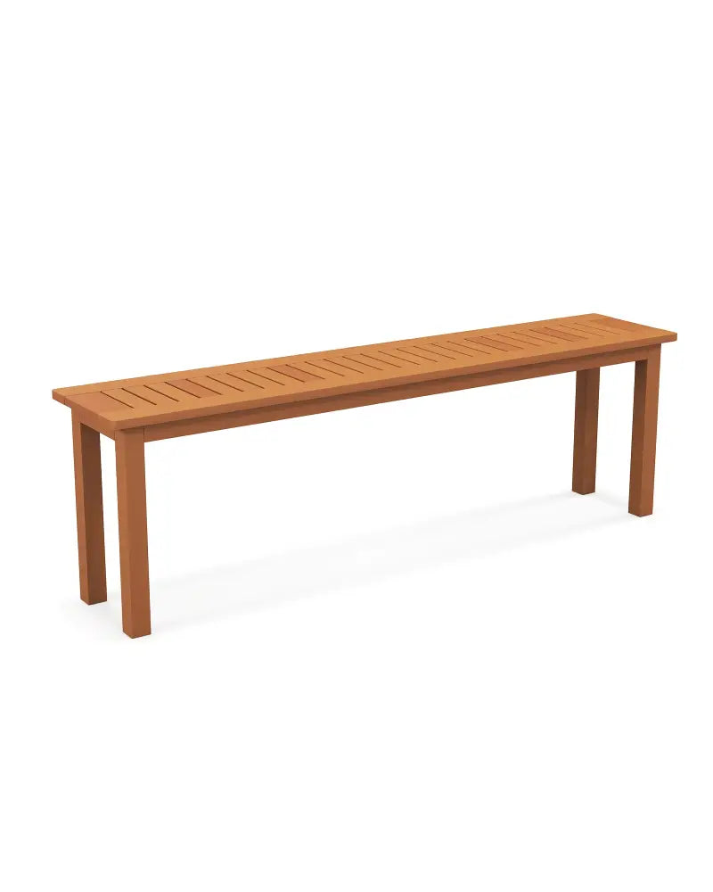 Outdoor 59 Inch Long Patio Dining Backless Wooden Bench with Teak Oil Finish - Natural - Outdoor Benches