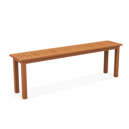 Outdoor 59 Inch Long Patio Dining Backless Wooden Bench with Teak Oil Finish - Natural - Outdoor Benches