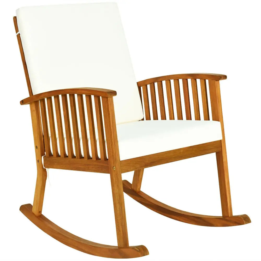 Outdoor Acacia Garden Wood Rocking Chair - Natural - Patio Rocking Chairs & Gliders