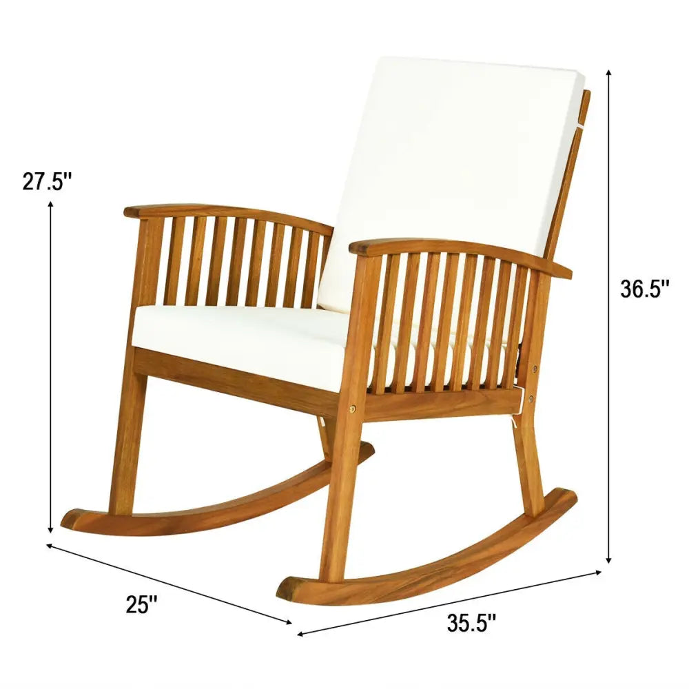 Outdoor Acacia Garden Wood Rocking Chair - Natural - Patio Rocking Chairs & Gliders
